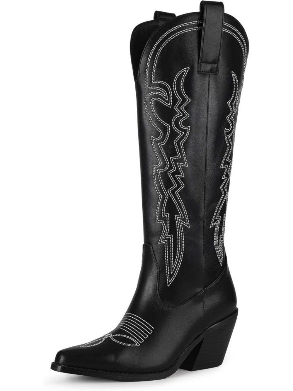 Stylish Knee High Cowboy Boots for Women - Embroidered Western Booties, Chunky